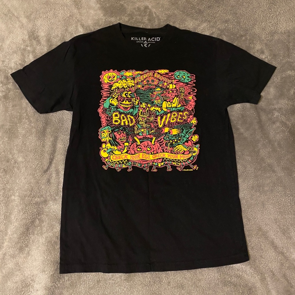 Killer Acid Urban Outfitters Trippy Graphic T-Shirt Tee Black Size Small